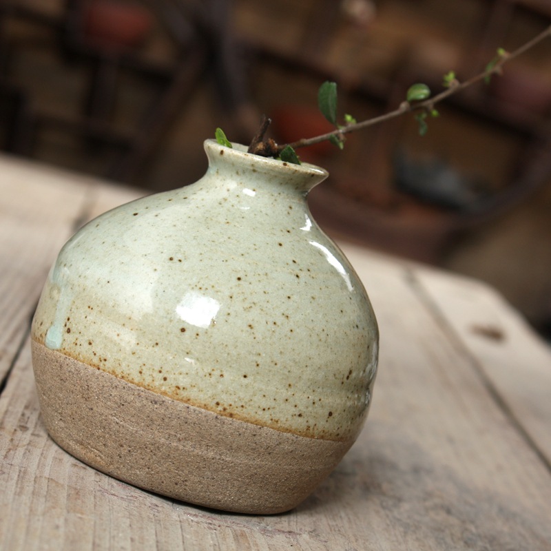 陶瓷工艺品摆件批发 潮州手工拉胚花器 粗陶窑变半釉花插 新品！