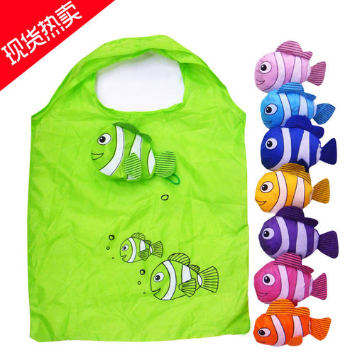 Nylon Cartoon Tropical Fish Tote Bag Clown Fish Folding Shopping Bag Gift Tote Bag Direct Manufacturer Sale
