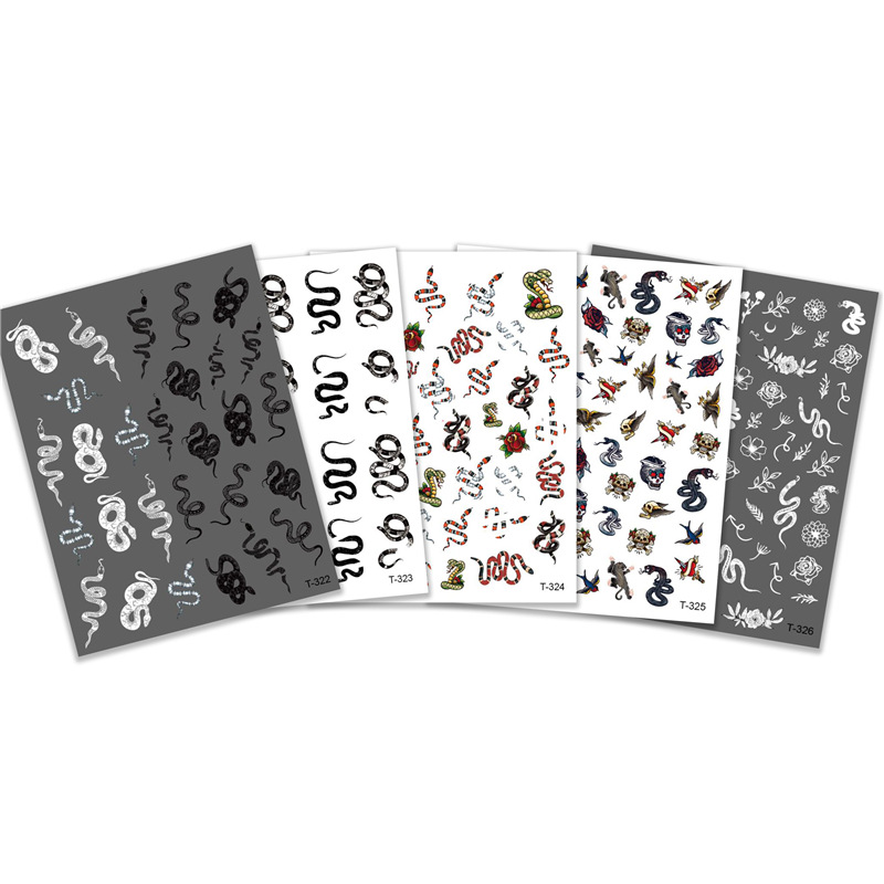 Transfronteriza popular serpiente elemento uñas pegatinas japonés oscuro Python uñas pegatinas Correa impermeable adhesivo pegatinas joyería