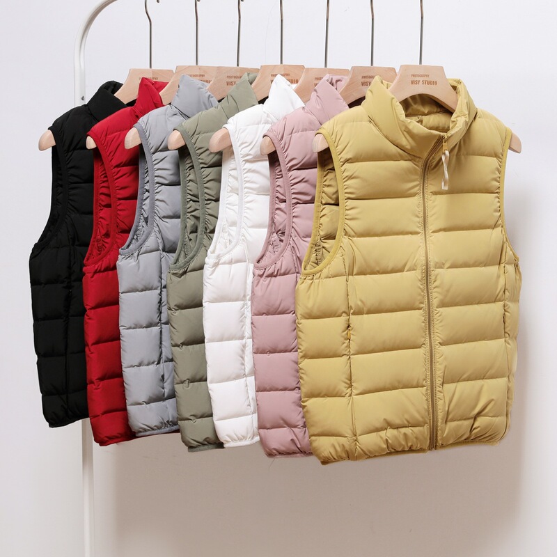 New down Vest Women's Short Stand Collar Korean Style Duck down Loose Casual down Jacket Vest Vest Fashion