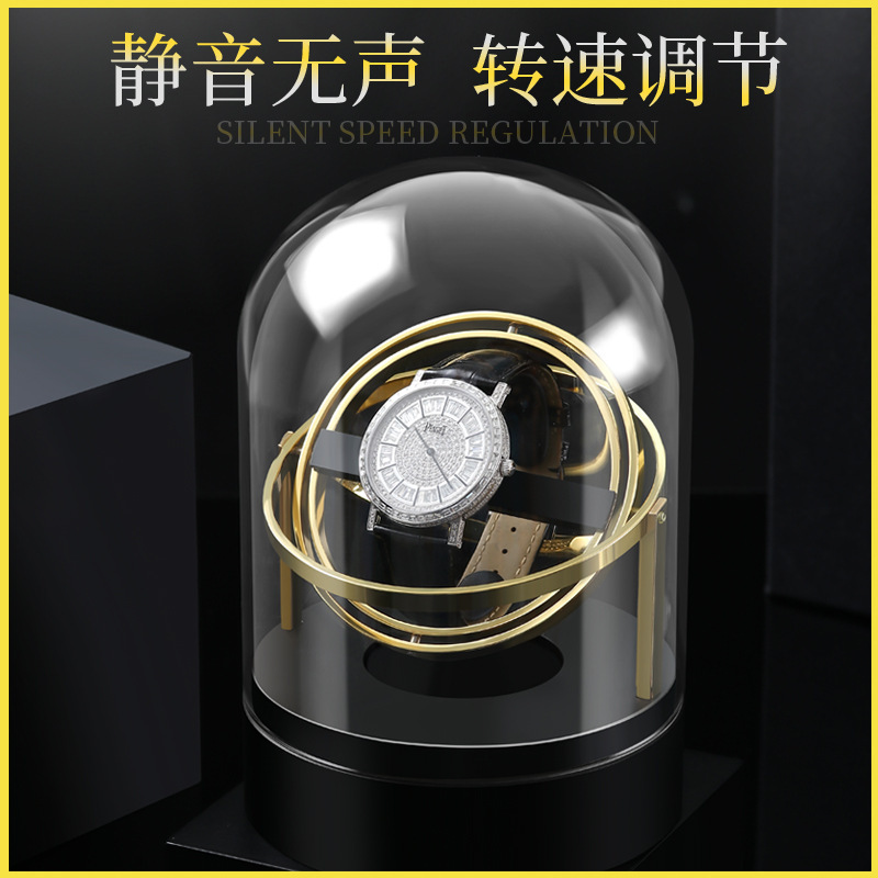 En stock venta al por mayor de cuerda automática eléctrica cubierta de vidrio Shaker reloj mecánico caja de presentación caja giratoria