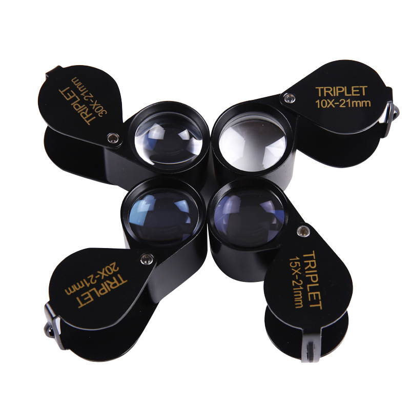 光学迷你金属折叠20倍珠宝放大镜鉴定钻石玉器古玩邮票钱币批发