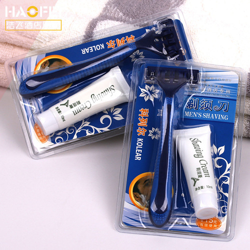 Business hotel star hotel supplies disposable razor manual double-layer stainless steel razor high-end