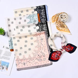 70cm Small Square Scarf Women's Imitation Silk Cashew Flower Scarf Joker Scarf Wrapping Bag Professional Headband Hair Belt Wholesale