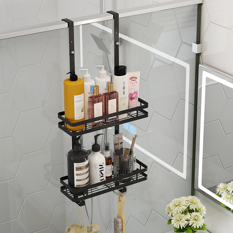 Stainless Steel Bathroom Storage Toilet Rack Punch-free Bathroom Black Storage Rack Bathroom Storage Rack