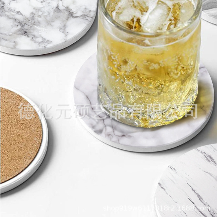 Amazon popular blanco Marbling cerámica absorbente posavasos decoración del hogar Logo de una sola pieza entrega