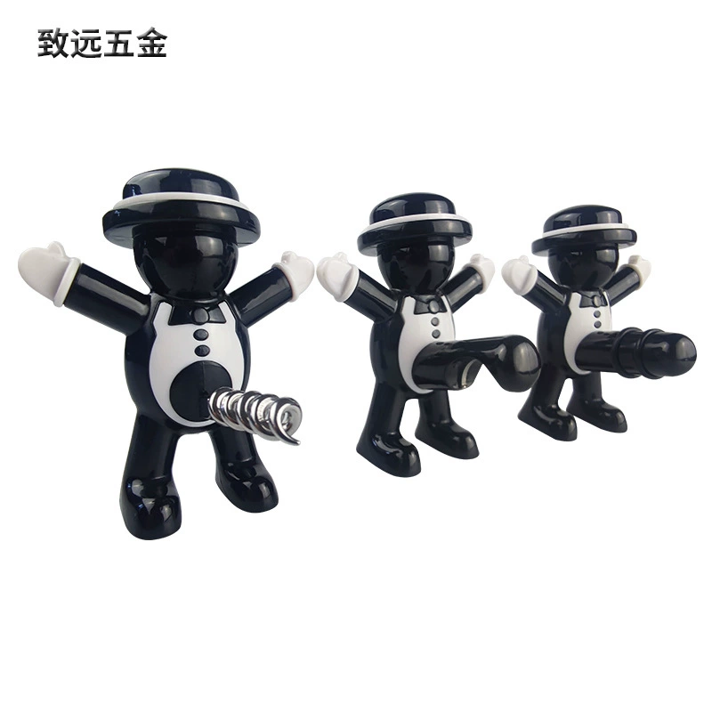 Черный джентльмен, пробка для красного вина, набор открывалок для бутылок красного вина, маленький красный человек, открывалка для пивных бутылок, черный инструмент для запечатывания красного вина в форме человека