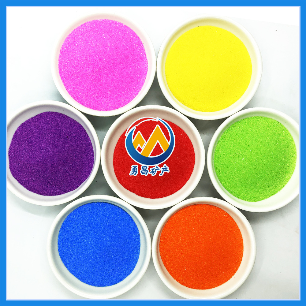 灵寿彩砂厂批发真石漆专用彩砂彩色细沙子染色烧结石英砂