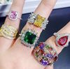 Fashionable ring, crystal, universal jewelry, light luxury style, micro incrustation, silver 925 sample, with gem
