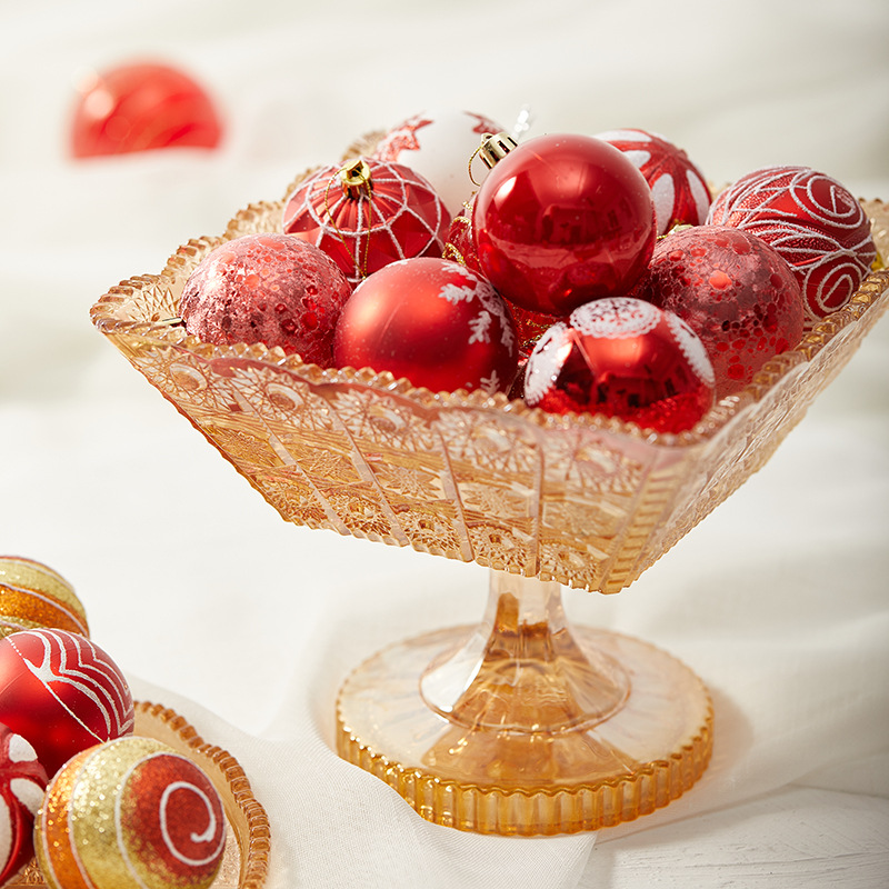 Bolas de Navidad rojas 6cm 8cm pintadas galvanizadas de hotel ventanas de decoración de Navidad colgantes