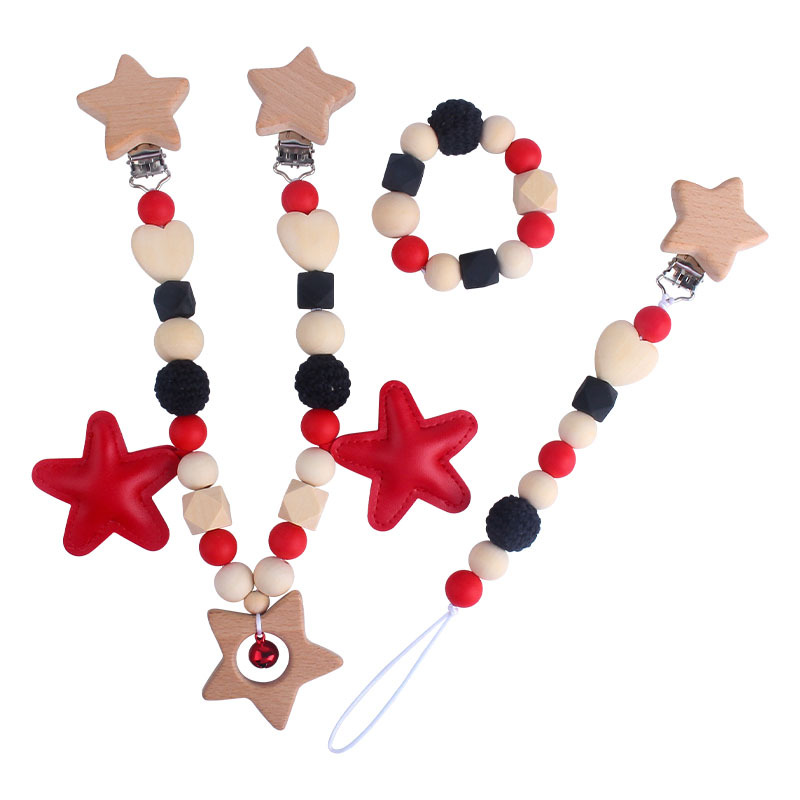 DIY sonajero de cinco puntas estrella juguete cuna cochecito coche colgando accesorios bebé chupete cadena mordedor juego molar