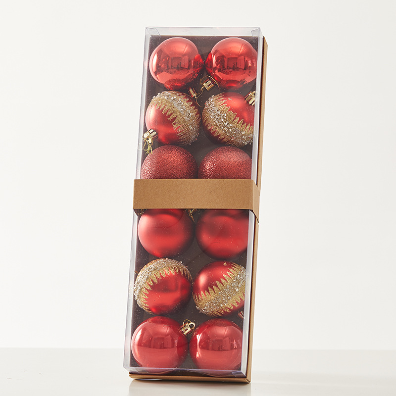 Bolas de Navidad rojas 6cm 8cm pintadas galvanizadas de hotel ventanas de decoración de Navidad colgantes