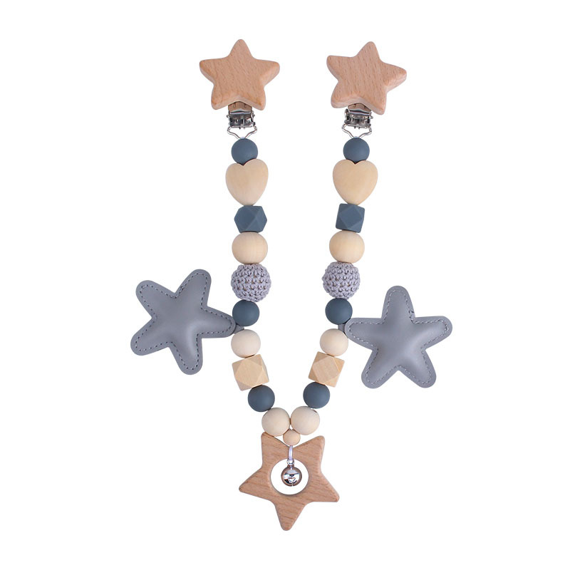 DIY sonajero de cinco puntas estrella juguete cuna cochecito coche colgando accesorios bebé chupete cadena mordedor juego molar