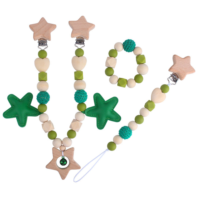 DIY sonajero de cinco puntas estrella juguete cuna cochecito coche colgando accesorios bebé chupete cadena mordedor juego molar