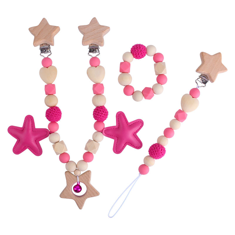 DIY sonajero de cinco puntas estrella juguete cuna cochecito coche colgando accesorios bebé chupete cadena mordedor juego molar