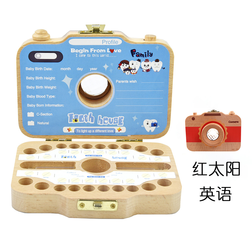 Caja de almacenamiento de pezón de cámara de madera para niños caja de almacenamiento de Casa de dientes de bebé colección de cabello fetal almacenamiento
