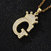 Fashionable pendant with letters, necklace stainless steel, zirconium, jewelry, English