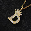 Fashionable pendant with letters, necklace stainless steel, zirconium, jewelry, English