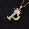 Fashionable pendant with letters, necklace stainless steel, zirconium, jewelry, English