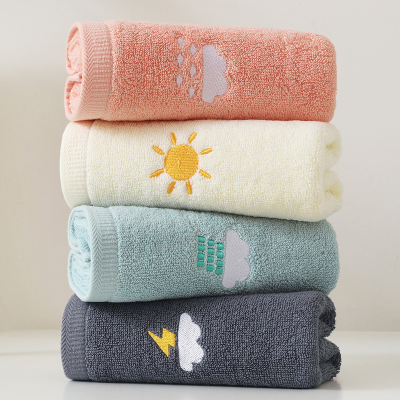 純綿タオル74*34cm天気洗顔タオル刺繍かわいい柔らかい吸水カップルタオル綿卸売り|undefined