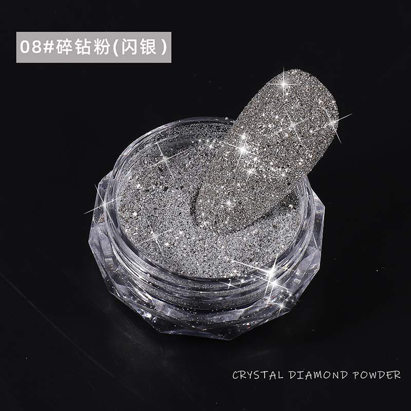 Super flash de cristal de diamante polvo de lana de diamante en polvo Nueva lentejuelas de uñas de brillo 8 colores