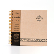 厂家直销麻布丝印DIY相册手工黏贴制作线圈相册黑卡影集邮纪念册