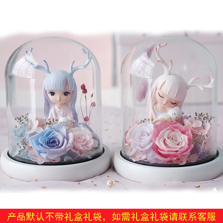 Adorno de Cristal con Flor Preservada, Rosa Degradada, Regalo de San Valentín, Adorno de Flor Preservada de Yunnan al por Mayor