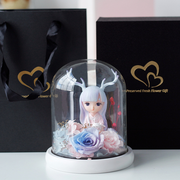 Adorno de Cristal con Flor Preservada, Rosa Degradada, Regalo de San Valentín, Adorno de Flor Preservada de Yunnan al por Mayor