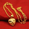 Fresh golden copper necklace, pendant, jewelry, Korean style, 24 carat, flowered