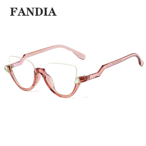 97174 European and American popular half-frame retro optical glasses, fashionable flat glasses, Korean style trendy anti-blue light glasses batch