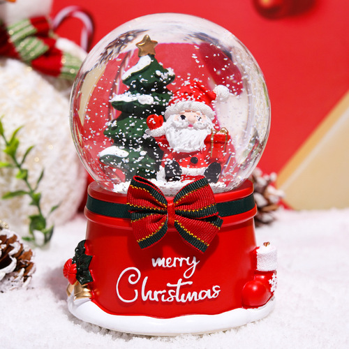 Christmas crystal ball music box ornaments music box old man snowman rotating snow children Christmas gift 030