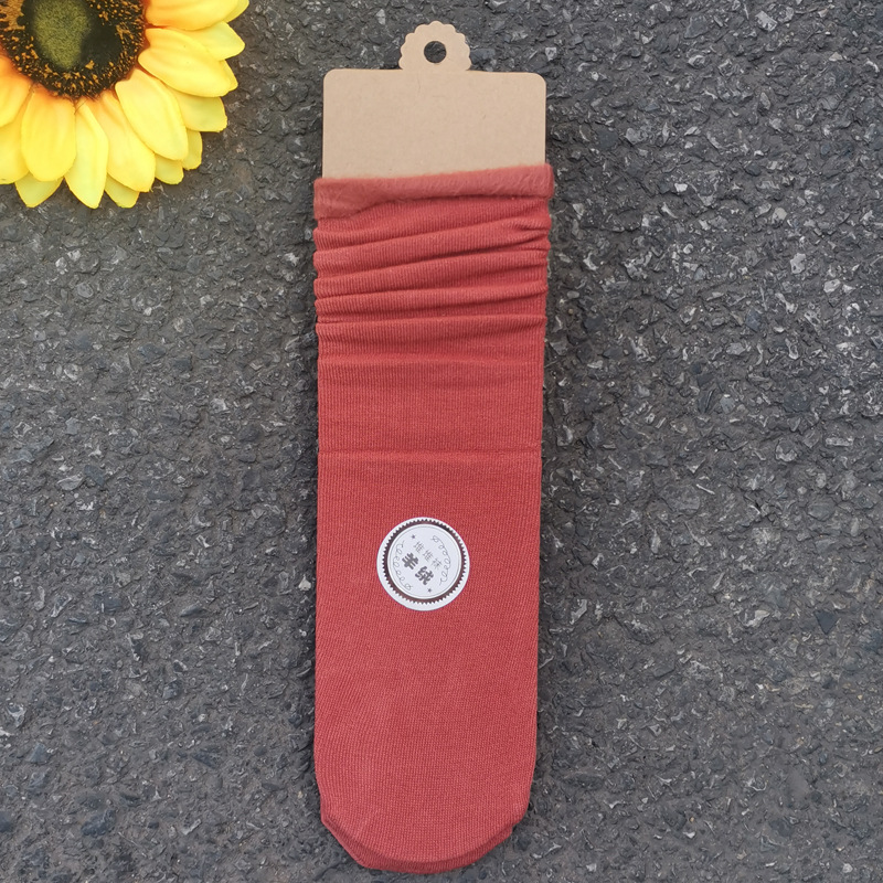 Calcetines de media pantorrilla de color sólido para mujer, estilo japonés, mezcla de algodón, forrados de lana, gruesos y cálidos, venta al por mayor, para primavera, otoño e invierno.