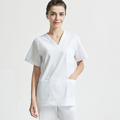 Polyester-cotton surgical gowns for men and women, polyester-cotton summer Korean style hand-washing gowns, short-sleeved, thin, separate nurse doctor uniforms