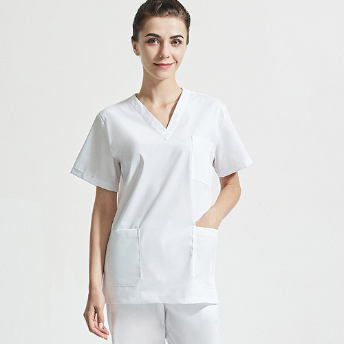 Polyester-cotton surgical gowns for men and women, polyester-cotton summer Korean style hand-washing gowns, short-sleeved, thin, separate nurse doctor uniforms