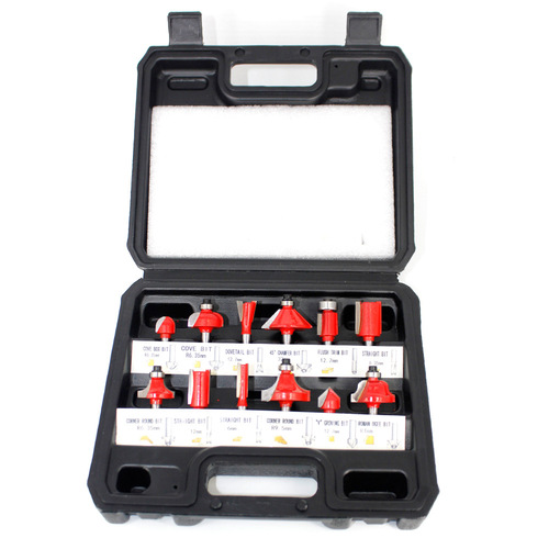 1/4 handle 15-piece milling cutter set 12-piece set trimming machine engraving machine woodworking milling cutter carbide head