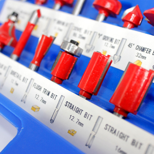 1/4 handle 15-piece milling cutter set 12-piece set trimming machine engraving machine woodworking milling cutter carbide head