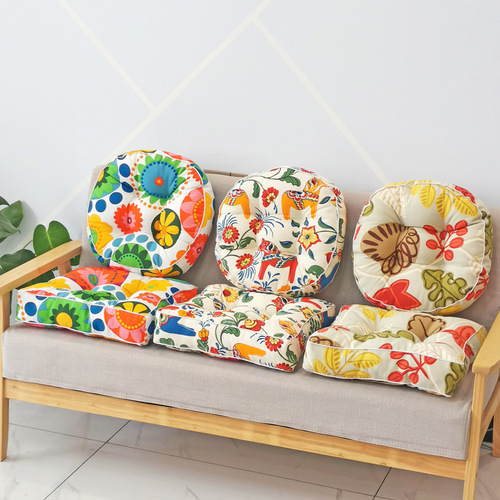 Cotton canvas old coarse cloth thickened futon cushion Japanese style bay window cushion round yoga meditation cushion chair cushion