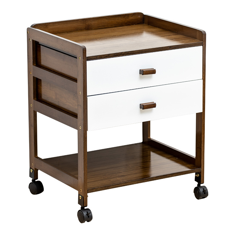 Mesita de noche dormitorio simple gabinete de noche extraíble simple moderno blanco hogar de doble capa gabinete de almacenamiento de Bambú