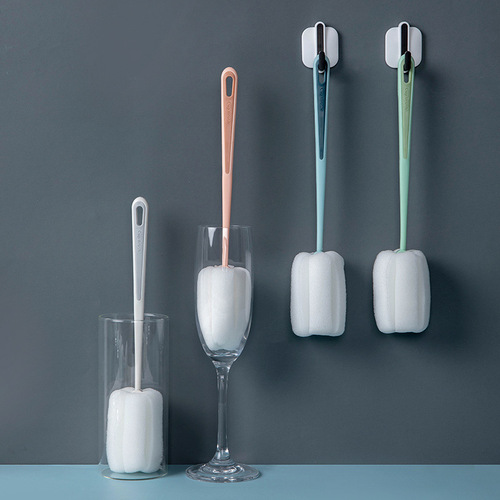 Sponge bottle brush long handle thermos cup brush sponge cleaning brush household kitchen cleaning brush contrast cup brush