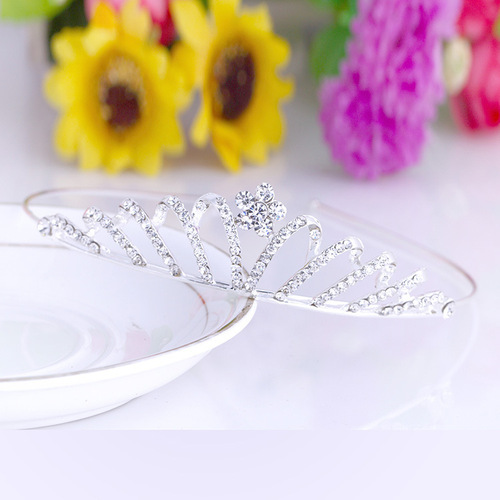 Korean dance hair accessories children's three-dimensional crown headband headwear girl student birthday rhinestone headband hair clip wholesale