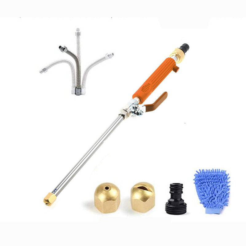 1 개의 오렌지 세트 (물총 노즐 2 검은 관절 장갑 연장 튜브)