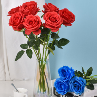 Simulation flowers rose silk flower wedding decoration flower art ornaments artificial flower leave flower wave wave ball manufacturer wholesale