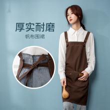 广告工作围裙定制韩版涤棉帆布logo定做背带式工装情侣印字跨境