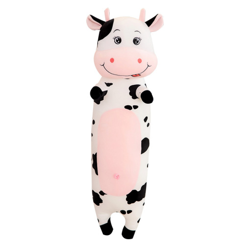 Cow Plush Pillow, Large Round Long Strip Pillow, Bedtime Sleeping Doll, Cross-Border Plush Toy