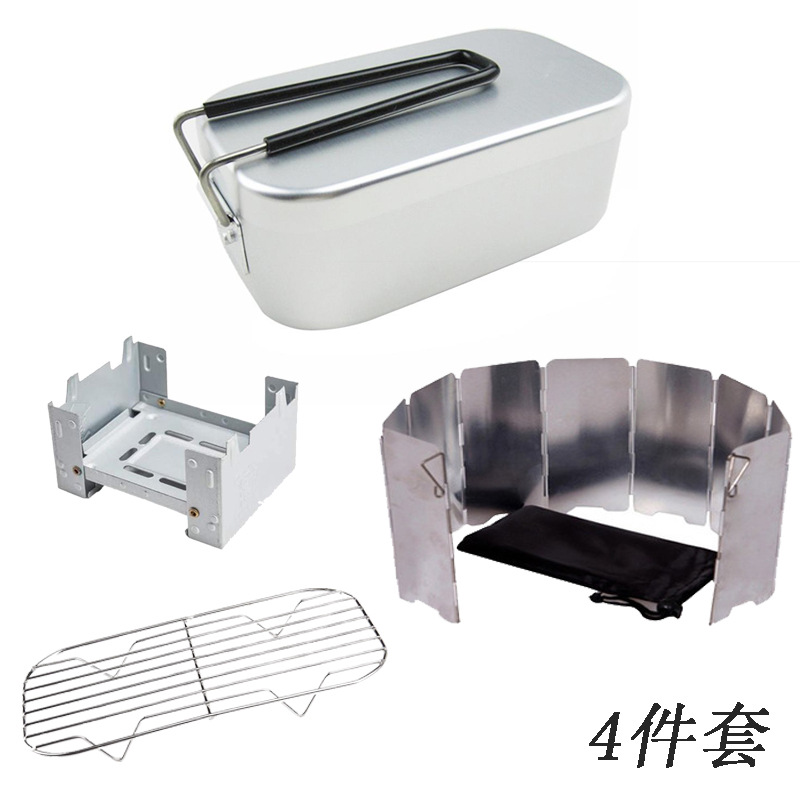 Camping al aire libre vajilla aluminio almuerzo caja portátil plegable japonés cuadrado almuerzo caja de almuerzo logotipo personalizado