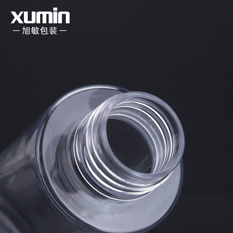 100-150ml de plástico transparente PET puro botella de rocío botella cosmética cubierta negra botella de tóner Xumin material de embalaje en stock