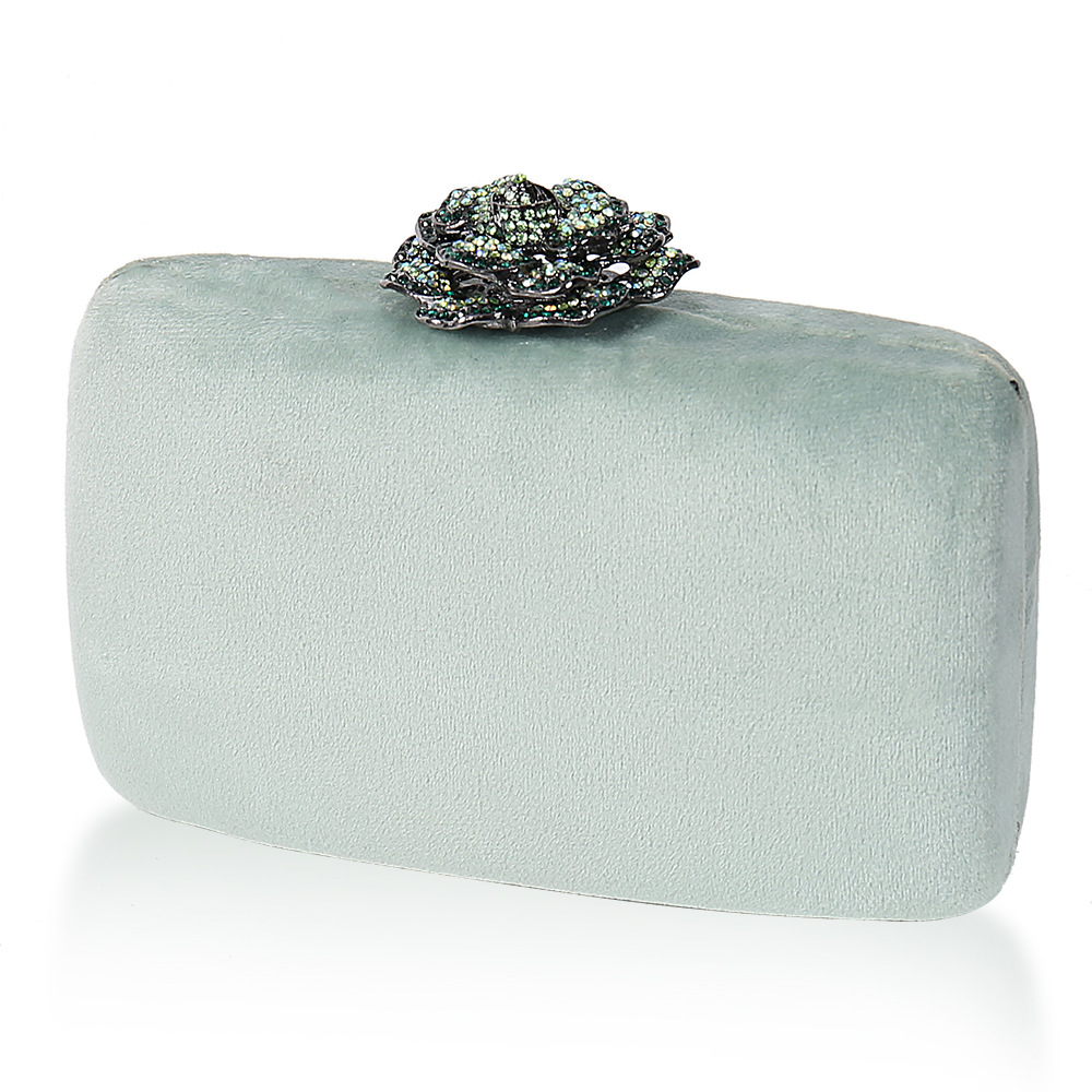 Bolsos de Noche Europeos y Americanos de Alta Gama con Incrustaciones de Diamantes, Bolsos de Mano Elegantes de Terciopelo para Mujer, Fabricante de Bolsos de Fiesta con Cadena