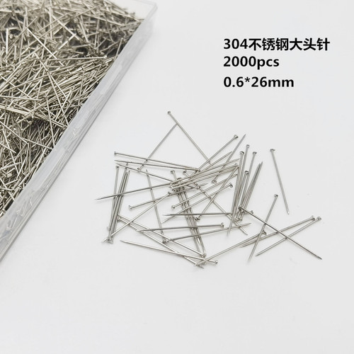 Factory-Direct 304 Stainless Steel Large Head Pins 0.6*16/26 Office High-Quality Pins