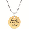 Necklace, golden Christmas accessory stainless steel engraved, European style, Birthday gift
