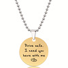 Necklace, golden Christmas accessory stainless steel engraved, European style, Birthday gift